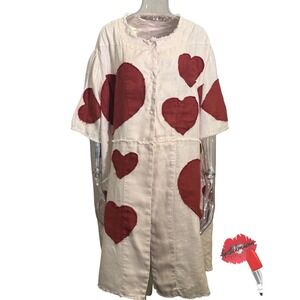 Magnolia Pearl Kimi Jacket One Size Cream 100% Linen Hearts Boho Rare Oversized